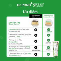 Kem đánh răng 9 loại thảo dược hỗ trợ  giảm mùi hôi miệng giúp răng trắng khỏe Dr.PONG 9x Herbal Plus Fluoride Toothpast