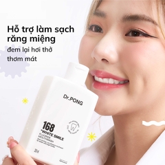 Nước súc miệng trắng răng, hỗ trợ giảm mảng ố vàng, khử mùi hôi miệng Dr.PONG 168 White Smile Fluoride Mouthwash 250ml
