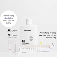 Nước súc miệng trắng răng, hỗ trợ giảm mảng ố vàng, khử mùi hôi miệng Dr.PONG 168 White Smile Fluoride Mouthwash 250ml