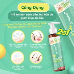Dầu gội hỗ trợ làm sạch dầu và giảm mụn da đầu Dr.PONG 4T Acne Clear Soothing Shampoo 140ml