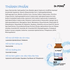 Serum hỗ trợ dưỡng ẩm, làm sáng và hỗ trợ giảm nếp nhăn Dr.PONG 911 Hya Late Night Recovery Serum 15ml