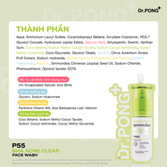 Gel rửa mặt hỗ trợ giảm mụn Dr.PONG p55 BHA Acne Clear Face Wash 20ml