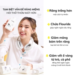 Nước súc miệng trắng răng, giảm mảng ố vàng, khử mùi hôi miệng Dr.PONG 168 White smile fluoride mouthwash 250ml