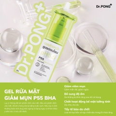Gel rửa mặt giảm mụn Dr.PONG p55 BHA Acne Clear Face Wash 20ml