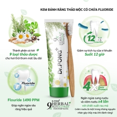Kem đánh răng từ thảo dược & fluoride trắng răng, thơm miệng Dr.PONG 9X HERBAL PLUS FLUORIDE TOOTHPASTE 100g