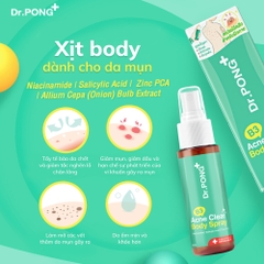 Xịt dưỡng hỗ trợ giảm mụn cơ thể Dr.PONG B3 Acne Clear Body Spray 60ml