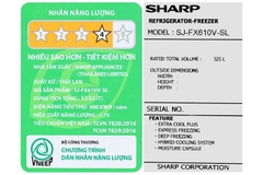 Tủ lạnh Sharp Inverter 525 lít Multi Door SJ-FX610V-SL