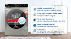 Máy giặt sấy Toshiba Inverter giặt 10.5 kg - sấy 7 kg TWD-BM115GF4V(SK)