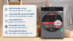 Máy giặt Toshiba Inverter 10.5 kg TW-T25BZU115MWV(MG)