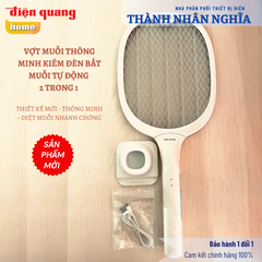Vợt Muỗi Tự Bắt Muỗi Điện Quang ĐQ EMR10 W (Thông Minh 2 trong 1, Pin Lithium, Màu Trắng)