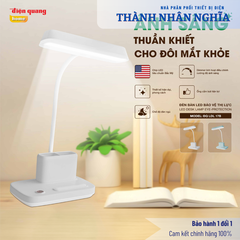 Đèn Bàn LED Cảm Ứng Điện Quang ĐQ LDL17B 3 W (3W, Màu Trắng, Tích Hợp Đèn Ngủ Và Hộp Cắm Bút)