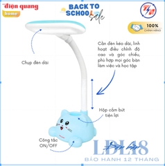 Đèn Bàn LED ĐQ LDL18 5 B (Mèo Xinh, Hộp Cắm Bút, Xanh)