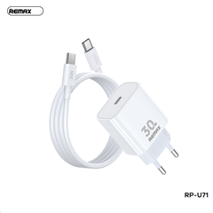 Bộ sạc nhanh 30w Remax RP-U71 Type C CN/EU (cóc 1 cổng type c+ cáp 2 đầu type c (c-c)) chính hãng [BH: 1 NĂM]