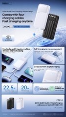 Pin sạc nhanh 22.5w REMAX FCP-2 20.000mAh dự phòng kèm cáp liền pin chính hãng QC3.0 PD [BH 1 năm]