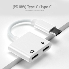 Cáp chuyển, jack chuyển tai nghe KC18 / JBC038 từ Type C ra 2 cổng Type C PD18W [BH: 1 THÁNG]