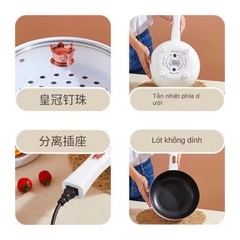 Chảo chiên kèm xửng hấp đa năng, nồi điện, 3.5L tay cầm dài tiện lợi ELECTRIC WOK [BH: 1 TUẦN]