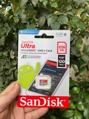 Thẻ nhớ micro 256GB Sandisk ultra class 10, speed up to 100mb/s full box- Vỉ có thể thay đổi tùy lô [BH: 1 năm]