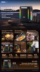 Loa bluetooth Karaoke REMAX RB- M70 ÂM THANH HiFi 30000mAh 208W tặng kèm 2 micro, có led siêu đẹp [BH: 1 NĂM]