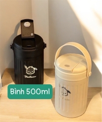 Ca, bình nước 500ml Pochacco logo thỏ con siêu cưng, có quai xách [BH: NONE]