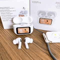 Tai nghe bluetooth kiểu dáng Airpods Pro V20PRO ANC/ENC Có màn hình LCD, có nút cao su kèm doc sạc [BH: 6 THÁNG]