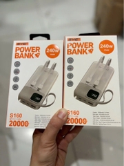 Pin sạc nhanh 240W max SYC S160 20.000mAh, có màn hình hiển thị % pin, cáp liền thân, có dây treo chính hãng [BH: 1 NĂM]