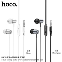 Tai nghe có dây M108 đa năng bằng kim loại lò xo có mic Chính Hãng [BH 1 NĂM]