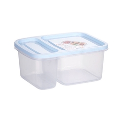 Hộp nhựa PP nguyên sinh 2 ngăn kèm nắp đậy size 19x13.5x6.5cm bảo quản rau củ, chanh ớt tiện lợi[BH: NONE]