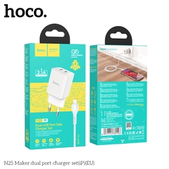 Bộ sạc nhanh lightning Hoco N25 usb ra iphone (cóc 2 cổng usb) chính hãng [BH 1 năm]