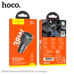 Cóc sạc nhanh 38W cho xe hơi Hoco NZ14A (1 cổng Type C PD + 1 cổng USB) đèn LED chính hãng [BH 1 năm]