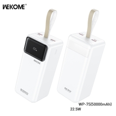 Pin sạc nhanh 22.5w Wekome WP-75 50.000mAh dự phòng QC3.0+PD 22.5W chính hãng [BH 1 Năm]