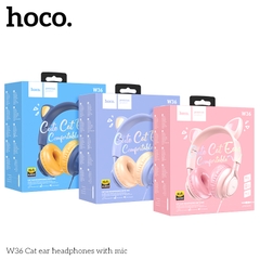 Tai nghe có dây chụp đầu hình tai mèo W36 jack 3.5mm Chính Hãng [BH 1 NĂM]
