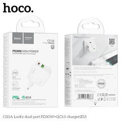 Cóc sạc nhanh 30w Hoco C111A (1 cổng Type C PD30W + 1 cổng USB QC3.0) chính hãng [BH 1 Năm]