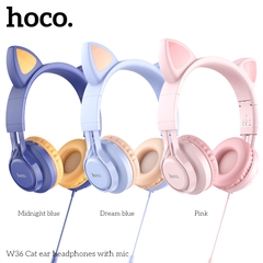 Tai nghe có dây chụp đầu hình tai mèo W36 jack 3.5mm Chính Hãng [BH 1 NĂM]