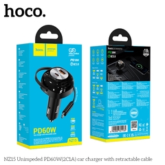 Bộ sạc nhanh 60W dây rút xe hơi Hoco NZ15 tẩu ô tô 2 cổng Type C + 1 cổng USB chính hãng  [BH 1 Năm]