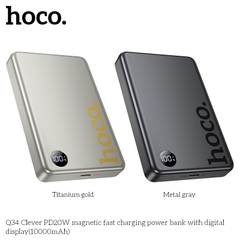 Pin sạc nhanh 20w + sạc không dây từ tính 15w HOCO Q34 10.000mAh sạc dự phòng có màn hình LED chính hãng [BH 1 năm]