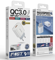 Cóc sạc nhanh 18w Wekome WP-U57 QC3.0 (1 cổng usb) chính hãng [BH 1 năm]