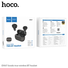 Tai nghe bluetooth V5.3 Hoco EW67, 2 tai có doc sạc thiết kế thời trang rãnh sọc, không có nút cao su [BH: 1 NĂM]