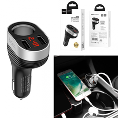 Cóc sạc nhanh xe hơi Hoco Z29 2.4A 2 cổng usb và 1 cổng tẩu sạc chính hãng có đồng hồ [BH 1 năm]