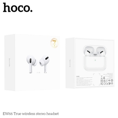 Tai nghe bluetooth V5.3 Hoco EW66, 2 tai có doc sạc, có nút cao su kiểu dáng airpods pro chính hãng [BH: 1 NĂM]