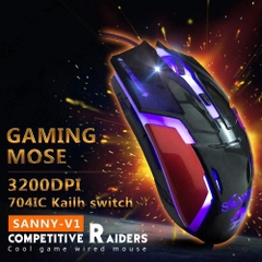 Chuột có dây  SANNY V1 1200dpi/3200dp cho game thủ, văn phòng siêu tiện [bh 6 tháng]