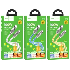Cáp sạc nhanh 100w HOCO U113 c-c 1m (2 đầu type c ra type-c) dây bọc nhựa siêu đẹp chính hãng [BH 1 năm] / pktn sale