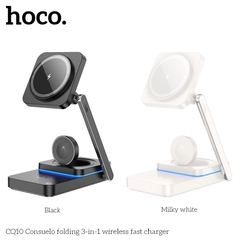 Đế sạc đa năng không dây 3in1 Hoco CQ10,  sạc Đồng hồ thông minh, tai nghe, điện thoại chính hãng [BH: 1 NĂM]