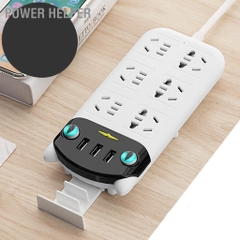 Ổ cắm/ ổ điện mặt mèo đen trắng 2IN1 KIÊM GIÁ ĐỠ 3 cổng usb 3 lỗ cắm tròn 3 lỗ cắm dẹp (HỖ TRỢ PHÍCH 2 CHẤU, 3 CHẤU) K [BH: 1 THÁNG]