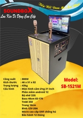 Loa kéo bluetooth karaoke SOUNDBOX SB-1521M kèm màn hình cảm ứng 21inch 2 micro UHF chống hú