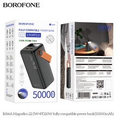 Pin sạc nhanh 22.5w+PD20W BOROFONE BJ66A 50.000mAh dự phòng kiêm đèn pin phát sáng chính hãng [BH 1 Năm]