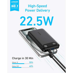 Pin sạc nhanh 22.5w ANKER A1257 10.000mAh dự phòng, có màn hình hiển thị % pin, dây treo chính hãng [BH: 1 NĂM]