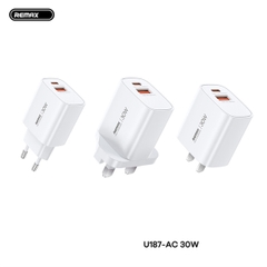Cóc sạc nhanh 30w REMAX U187-C30W CN chân dẹp (1 cổng type-c vs 1 cổng usb) chính hãng [BH 1 năm]