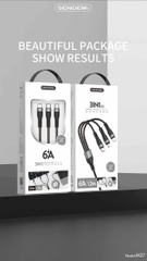 Cáp sạc nhanh 100w 3 đầu đa năng SENDEM 3in1 M37 6A 1M (1 mét) chính hãng [BH 6 tháng]