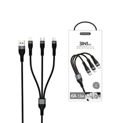 Cáp sạc nhanh 100w 3 đầu đa năng SENDEM 3in1 M37 6A 1M (1 mét) chính hãng [BH 6 tháng]