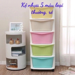 Tủ đựng đồ 5 ngăn 5 màu LOẠI THƯỜNG có bánh xe size 98x37x37cm